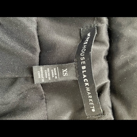 WHBM Quilted Black Insulated Winter Coat with Lace Detail, Down-Filled - Picture 7 of 12